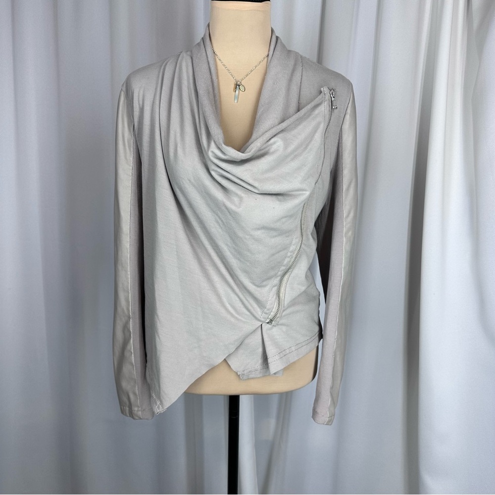 Cavalini Faux Leather Jacket Sz Small Asymmetric Hem Diagonal Zip Artsy Funky